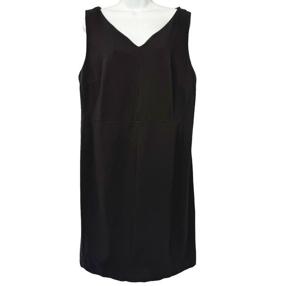 MM Lafleur Black Ponte V-Neck Sheath Sleeveless Pencil Dress Plus Size +2 / 18 - Picture 1 of 10